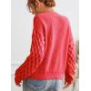 imageCUPSHE Womens Sweater Long Sleeve Crewneck Sweaters Cable Knit Jumper TopsRed