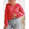 imageCUPSHE Womens Sweater Long Sleeve Crewneck Sweaters Cable Knit Jumper TopsRed