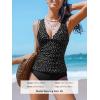 imageCUPSHE Womens Tankini Sets Scalloped V Neck Two Piece Bathing Suits Crossback Straps High Waisted RuchedBlackDots
