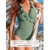imageCUPSHE Womens Tankini Sets Two Piece Swimsuit High Waisted V Neck Ruffled Self Tie Lace Up Ruched XS4XLEucalyptus Green