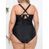 imageCUPSHE Womens Tankini Sets Two Piece Swimsuit High Waisted V Neck Ruffled Self Tie Lace Up Ruched XS4XLPblack