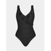 imageCUPSHE Womens Tankini Sets Two Piece Swimsuit High Waisted V Neck Ruffled Self Tie Lace Up Ruched XS4XLPblack