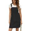 imageCUPSHE Women Corduroy Summer Dress Front Bib Pocket Square Neck Wide Strap Casual Overall Holiday Vacation Fall Mini DressBlack