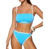 imageCUPSHE Womens Bikini Sets Two Piece Swimsuit High Waisted Square Neck Back Hook Color Block Cheeky BottomSky BlueWhite