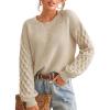 imageCUPSHE Womens Sweater Long Sleeve Crewneck Sweaters Cable Knit Jumper TopsBeige