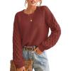 imageCUPSHE Womens Sweater Long Sleeve Crewneck Sweaters Cable Knit Jumper TopsBrick Red