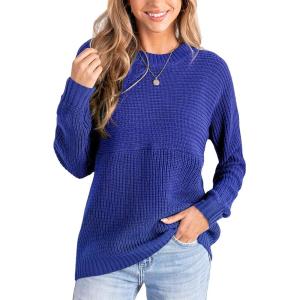 imageCUPSHE Womens Long Sleeve Sweater 2024 Knit Mock Neck Pullover Sweaters TopsBlue