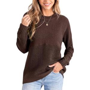 imageCUPSHE Womens Long Sleeve Sweater 2024 Knit Mock Neck Pullover Sweaters TopsBrown