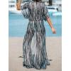imageCUPSHE Kimono Swimsuit Coverup for Women Open Front Striped Maxi Cardigan Beach Cover UpBlack