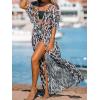 imageCUPSHE Kimono Swimsuit Coverup for Women Open Front Striped Maxi Cardigan Beach Cover UpBlack Leopard