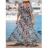 imageCUPSHE Kimono Swimsuit Coverup for Women Open Front Striped Maxi Cardigan Beach Cover UpBlack Leopard