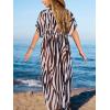 imageCUPSHE Kimono Swimsuit Coverup for Women Open Front Striped Maxi Cardigan Beach Cover UpBlack Zebra Print