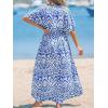 imageCUPSHE Kimono Swimsuit Coverup for Women Open Front Striped Maxi Cardigan Beach Cover UpBlue Floral