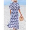 imageCUPSHE Kimono Swimsuit Coverup for Women Open Front Striped Maxi Cardigan Beach Cover UpBlue Patterned