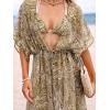 imageCUPSHE Kimono Swimsuit Coverup for Women Open Front Striped Maxi Cardigan Beach Cover UpGrass Green Patterned