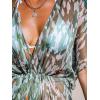 imageCUPSHE Kimono Swimsuit Coverup for Women Open Front Striped Maxi Cardigan Beach Cover UpGreen Leopard