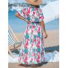 imageCUPSHE Kimono Swimsuit Coverup for Women Open Front Striped Maxi Cardigan Beach Cover UpGreen Red