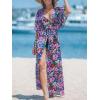 imageCUPSHE Kimono Swimsuit Coverup for Women Open Front Striped Maxi Cardigan Beach Cover UpHot Pink Floral