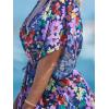 imageCUPSHE Kimono Swimsuit Coverup for Women Open Front Striped Maxi Cardigan Beach Cover UpHot Pink Floral