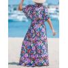 imageCUPSHE Kimono Swimsuit Coverup for Women Open Front Striped Maxi Cardigan Beach Cover UpHot Pink Floral