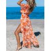 imageCUPSHE Kimono Swimsuit Coverup for Women Open Front Striped Maxi Cardigan Beach Cover UpOrange Leaf