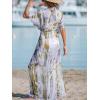 imageCUPSHE Kimono Swimsuit Coverup for Women Open Front Striped Maxi Cardigan Beach Cover UpPurple Leaf
