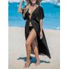 imageCUPSHE Kimono Swimsuit Coverup for Women Open Front Striped Maxi Cardigan Beach Cover UpSolid Black