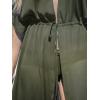 imageCUPSHE Kimono Swimsuit Coverup for Women Open Front Striped Maxi Cardigan Beach Cover UpSolid Olive Green