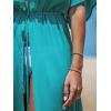 imageCUPSHE Kimono Swimsuit Coverup for Women Open Front Striped Maxi Cardigan Beach Cover UpSolid Turquoise