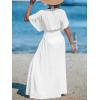imageCUPSHE Kimono Swimsuit Coverup for Women Open Front Striped Maxi Cardigan Beach Cover UpSolid White