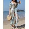 imageCUPSHE Kimono Swimsuit Coverup for Women Open Front Striped Maxi Cardigan Beach Cover UpTeal