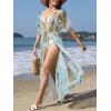 imageCUPSHE Kimono Swimsuit Coverup for Women Open Front Striped Maxi Cardigan Beach Cover UpTeal