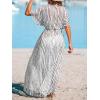 imageCUPSHE Kimono Swimsuit Coverup for Women Open Front Striped Maxi Cardigan Beach Cover UpWhite Stripes
