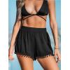 imageCUPSHE Women Swim Cover Up Shorts High Rise Tassel Beach Coverups Shorts for SwimwearBlack