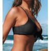 imageCUPSHE Womens Bikini Top Swimsuit Bandeau Top Back Tie with Removable Shoulder StrapsBlack