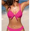 imageCUPSHE Womens Bikini Top Swimsuit Bandeau Top Back Tie with Removable Shoulder StrapsBright Pink