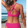 imageCUPSHE Womens Bikini Top Swimsuit Bandeau Top Back Tie with Removable Shoulder StrapsBright Pink