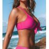 imageCUPSHE Womens Bikini Top Swimsuit Bandeau Top Back Tie with Removable Shoulder StrapsBright Pink