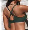 imageCUPSHE Womens Bikini Top Swimsuit Bandeau Top Back Tie with Removable Shoulder StrapsDark Green