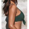 imageCUPSHE Womens Bikini Top Swimsuit Bandeau Top Back Tie with Removable Shoulder StrapsDark Green