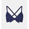 imageCUPSHE Womens Bikini Top Swimsuit Bandeau Top Back Tie with Removable Shoulder StrapsIndigo Blue