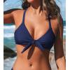 imageCUPSHE Womens Bikini Top Swimsuit Bandeau Top Back Tie with Removable Shoulder StrapsIndigo Blue