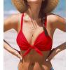 imageCUPSHE Womens Bikini Top Swimsuit Bandeau Top Back Tie with Removable Shoulder StrapsRed
