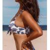 imageCUPSHE Womens Bikini Top Swimsuit Bandeau Top Back Tie with Removable Shoulder StrapsWhiteNavy Floral