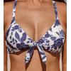 imageCUPSHE Womens Bikini Top Swimsuit Bandeau Top Back Tie with Removable Shoulder StrapsWhiteNavy Floral