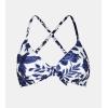 imageCUPSHE Womens Bikini Top Swimsuit Bandeau Top Back Tie with Removable Shoulder StrapsWhiteNavy Floral