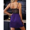 imageCUPSHE Womens Lingerie V Neck Sexy Nightgown Floral Lace Trim Night Dresses SXXLApurple
