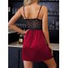 imageCUPSHE Womens Lingerie V Neck Sexy Nightgown Floral Lace Trim Night Dresses SXXLAwine Red
