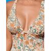 imageCUPSHE Womens One Piece Swimsuit Deep V Neck Keyhole Cutout O Ring Textured Bathing SuitApricotFloral
