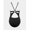 imageCUPSHE Womens One Piece Swimsuit Deep V Neck Keyhole Cutout O Ring Textured Bathing SuitBlack